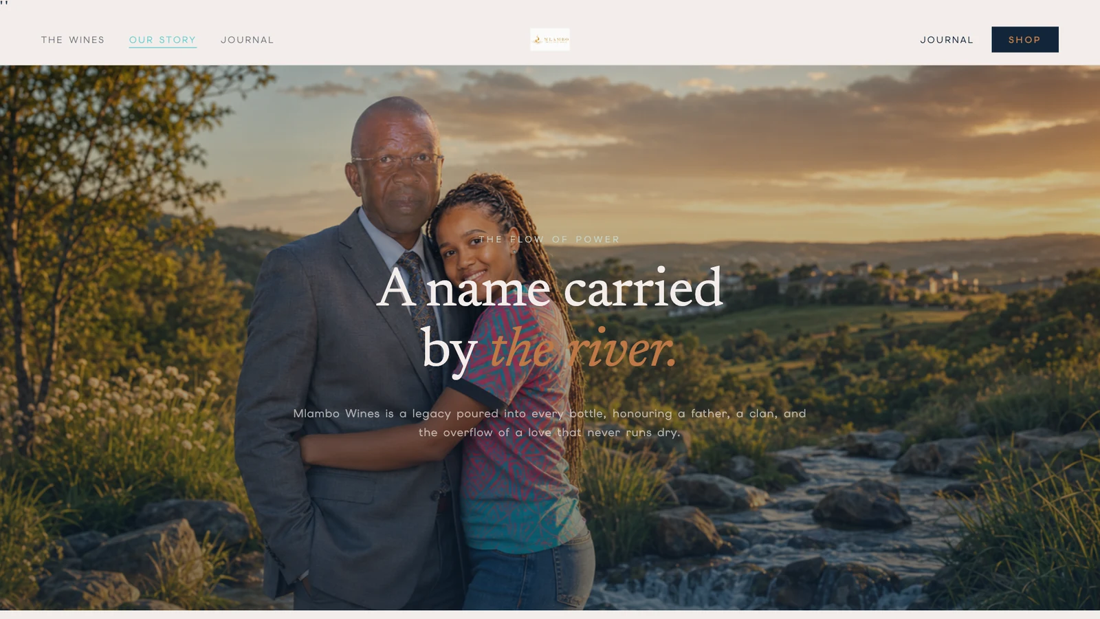 Our Story page concept screenshot with family imagery and a river-inspired brand narrative