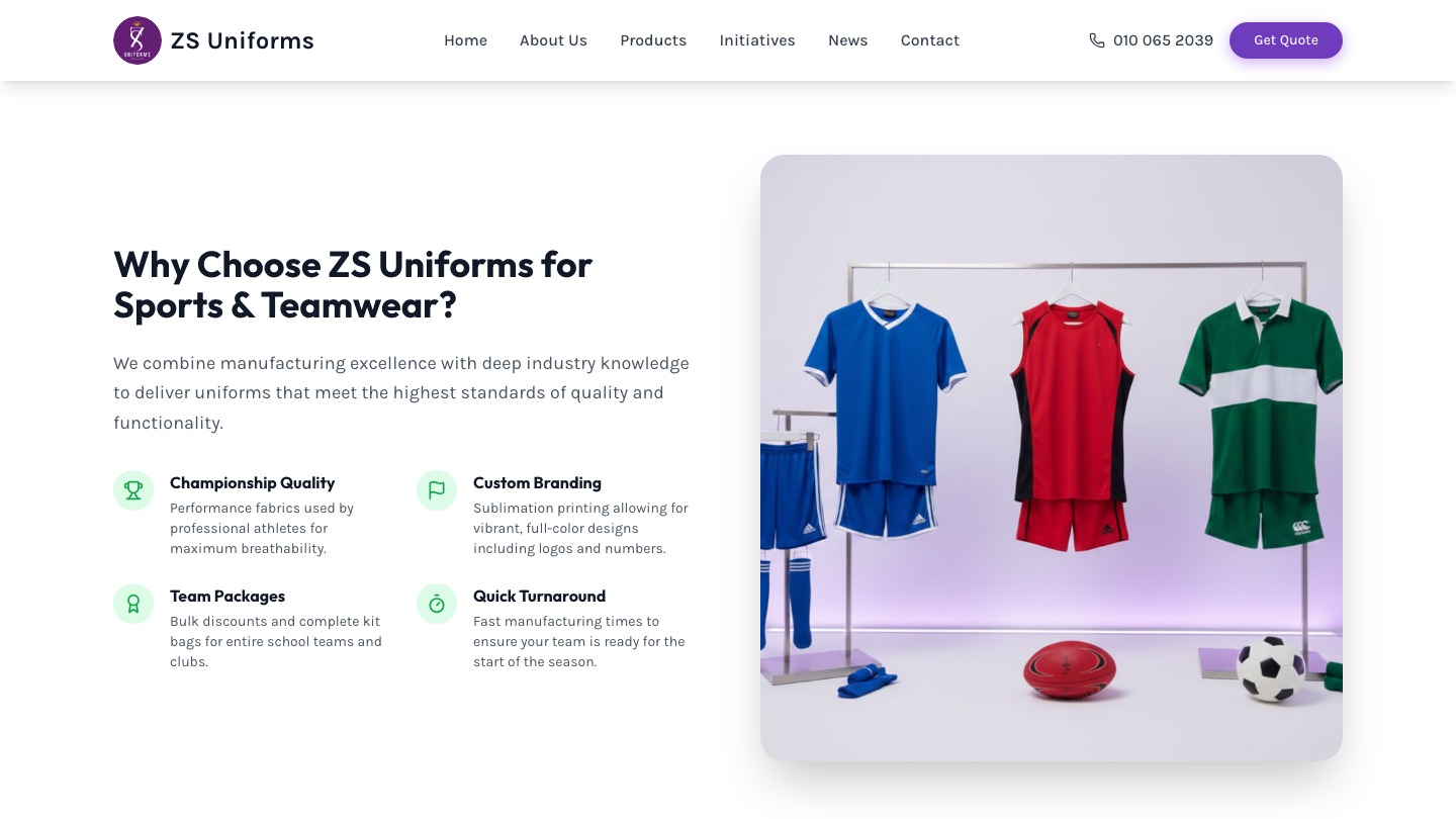 ZS Uniforms sports teamwear: custom branding, championship quality